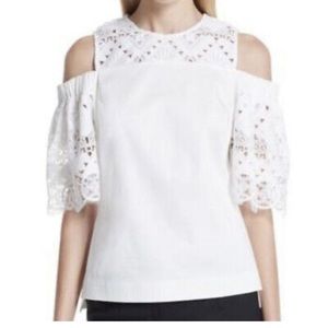 NWT Ted Baker London Taluah Cold Shoulder Mixed Top